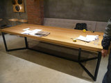 美式乡村实木办公桌长方形简约长桌复古铁艺公司培训桌书桌会议桌