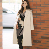 2015冬装新款白色气质毛呢外套女中长款韩版长袖加厚羊绒呢子大衣
