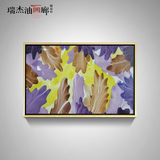 新古典画样板房卧室床头挂画紫色花瓣装饰画抽象画花卉画横幅XL03