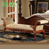 美式复古实木质布艺双人床尾凳法式卧室换鞋床榻贵妃深色沙发长凳