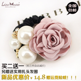 韩国珍珠玫瑰花扎头绳发圈 韩版流行橡皮筋发饰发绳头花朵头饰品