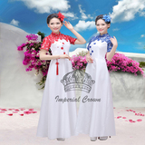 2015新款少女合唱服民乐古筝二胡演出中国风舞台表演服装舞蹈长裙
