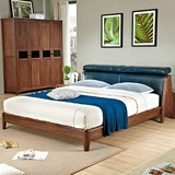 卓腾北欧风格家具现代简约真皮实木床双人床1.5米1.8米单人床婚床