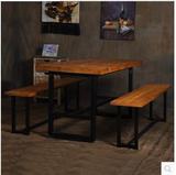 美式乡村铁木餐桌松木餐桌椅组合餐厅饭桌实木长方形办公桌