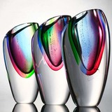 进口水晶玻璃摆件 样板房花瓶装饰品 现代简约透明琉璃花器艺术品