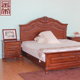 上海金帝纯实木三年质保卧室家具柚木欧式系列简易双人床
