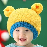 韩国婴儿帽子秋冬季0-3-6-12个月男女宝宝帽子儿童小孩毛线帽套头