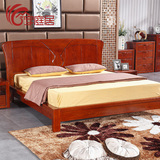 新中式全实木床白蜡木床双人床婚床 1.8米现代中式实木床卧室家具