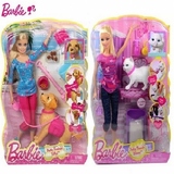 新品广告款正版美泰Barbie娃娃芭比与宠物贪吃狗狗 BDH74儿童玩具
