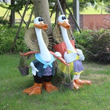 户外花园庭院公园幼儿园树脂雕塑工艺品卡通带草帽鸭子摆件装饰品