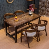 美式餐桌复古餐桌铁艺实木餐桌椅组合会议桌小户型餐桌咖啡厅桌椅