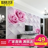 塞丽雅 3d简约欧式清晰玫瑰花卉墙纸客厅卧室沙发无缝大型壁画