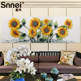 立体手工皮革浮雕画大幅横版抽象向日葵风景壁画客厅卧室装饰挂画