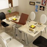 大理石餐桌椅组合 个性简约现代不锈钢饭桌 小户型折叠可伸缩餐桌