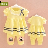 16新款童装夏装女童婴儿童衣服女宝宝七分裤娃娃衫套装0-1-2-3岁