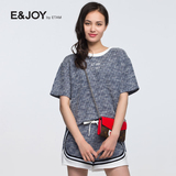 艾格 E＆joy 女装2016夏季新款圆领短款短袖针织T恤女宽松正品