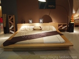 北欧风格 宜家实木床实木榻榻米床日式双人床简约床架 榆木家具