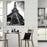 黑白建筑埃菲尔铁塔 现代时尚简约无框画 装饰画 餐厅客厅挂画