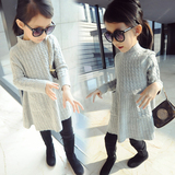 童装2015冬装新款韩版女童高领中长款保暖加厚毛衣儿童针织打底衫
