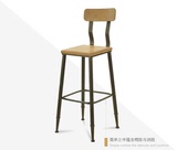 美式乡村铁艺仿古实木餐椅背靠椅子吧台凳高脚椅咖啡椅酒吧椅