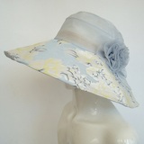 新款正品女士真丝遮阳帽子夏天透气防晒时尚优雅花朵大檐凉帽专柜