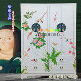 新中式手绘仿古家具现代彩绘大衣柜储物柜实木简约衣厨古典浴室柜