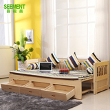 实木沙发床宜家小居室坐卧两用推拉床抽床1.2米 1.5 1.8米可定做