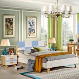 北欧实木1.5米双人床 现代简约宜家卧室家具地中海风格橡木单人床