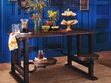 loft美式乡村铁艺金属实木折叠复古餐桌椅组合做旧餐桌长方形饭桌