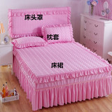 韩版纯色床裙单件加厚加棉床罩床头罩床笠床单床垫保护套1.51.8米