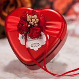 结婚喜糖盒子婚庆用品礼品糖果包装盒红色心形马口铁盒礼盒袋定制