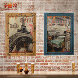 美式工业风客厅软装墙饰欧式复古木质立体壁饰酒吧创意装饰壁画