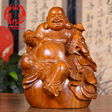 木雕弥勒佛像摆件如意招财布袋坐笑佛黄花梨实木质雕刻红木工艺品