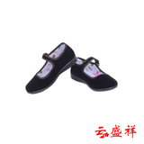 小跟坡跟老北京儿童布鞋女童小礼仪体操黑布鞋舞蹈鞋黑色平绒童鞋