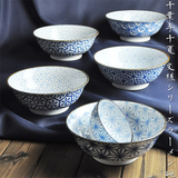 日本进口陶瓷日式8英寸超大号手绘青花瓷拉面碗仿古汤碗饭碗汤盘