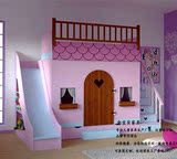 欧式田园公主上下床架床粉色子母床高低床 女孩房家具定制