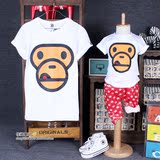 猿人头潮牌 一家三口装 亲子装 儿童夏季纯棉短袖T恤