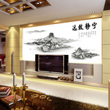 中式国画山水风景墙贴画客厅电视沙发背景墙壁饰贴纸富春山居图