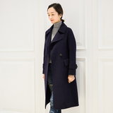 女士高端双面羊绒大衣2015新中长款翻领韩版系带A字版型毛呢外套