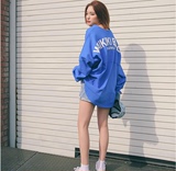 2016秋装新款韩国时尚个性背部英文字母印花落肩宽松卫衣T恤女
