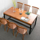美式复古铁艺实木小户型餐桌椅简约书桌实木办公桌工作台会议桌子