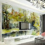 热卖客厅电视背景墙 唯美油画森林大型壁纸 无缝无纺布墙纸壁画