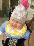 外贸原单高品质女包包婴儿童纯棉冬季毛线可爱立体梅花贝雷帽子