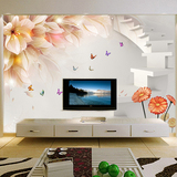 大型壁画无纺布电视背景墙纸壁纸客厅沙发卧室3D百合花纹