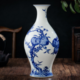 客厅玄关手绘陶瓷花瓶摆件 复古怀旧景德镇青花瓷 工艺品装饰摆件