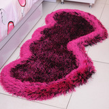 韩国丝色心形宜家纯床边毯 现代简约卧室茶几长方形 房间地毯客厅