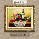 餐厅水果油画葡萄静物有框画欧式美式高档古典油画餐厅墙画饭厅壁