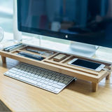键盘隔板Zakka办公室电脑桌面置物支架显示器整理盘创意竹木收纳