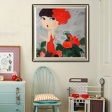 水竞现代装饰画油画时尚有框画卡通人物儿童挂画单幅卧室客厅壁画