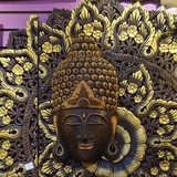 东南亚玄关木雕挂件墙饰泰国木雕壁挂佛头工艺品装饰品佛像面具